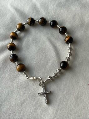 Tigers eye rosary bracelet